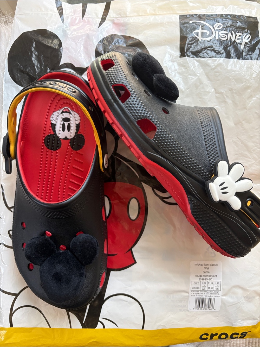 Disney x CROCS Mickey Mouse Classic Clogs with 3D Plush Mickey Head